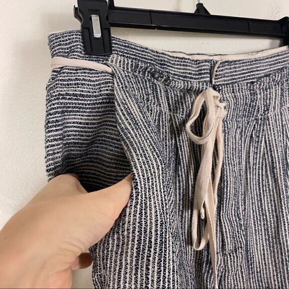 Free People Blue and White Striped Skinny Leg Cotton Soft Pants - Picture 7 of 8